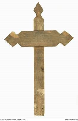 The wooden cross erected to mark the grave of William Thomas Doolan